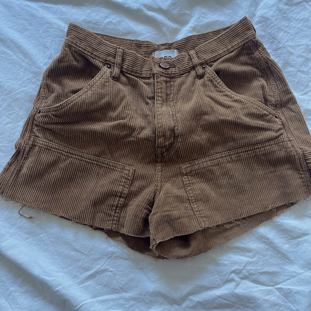 Brown Corduroy Women Shorts